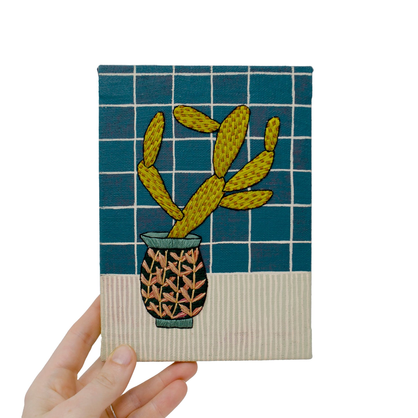 Mixed Media: Paint and Thread Sampler