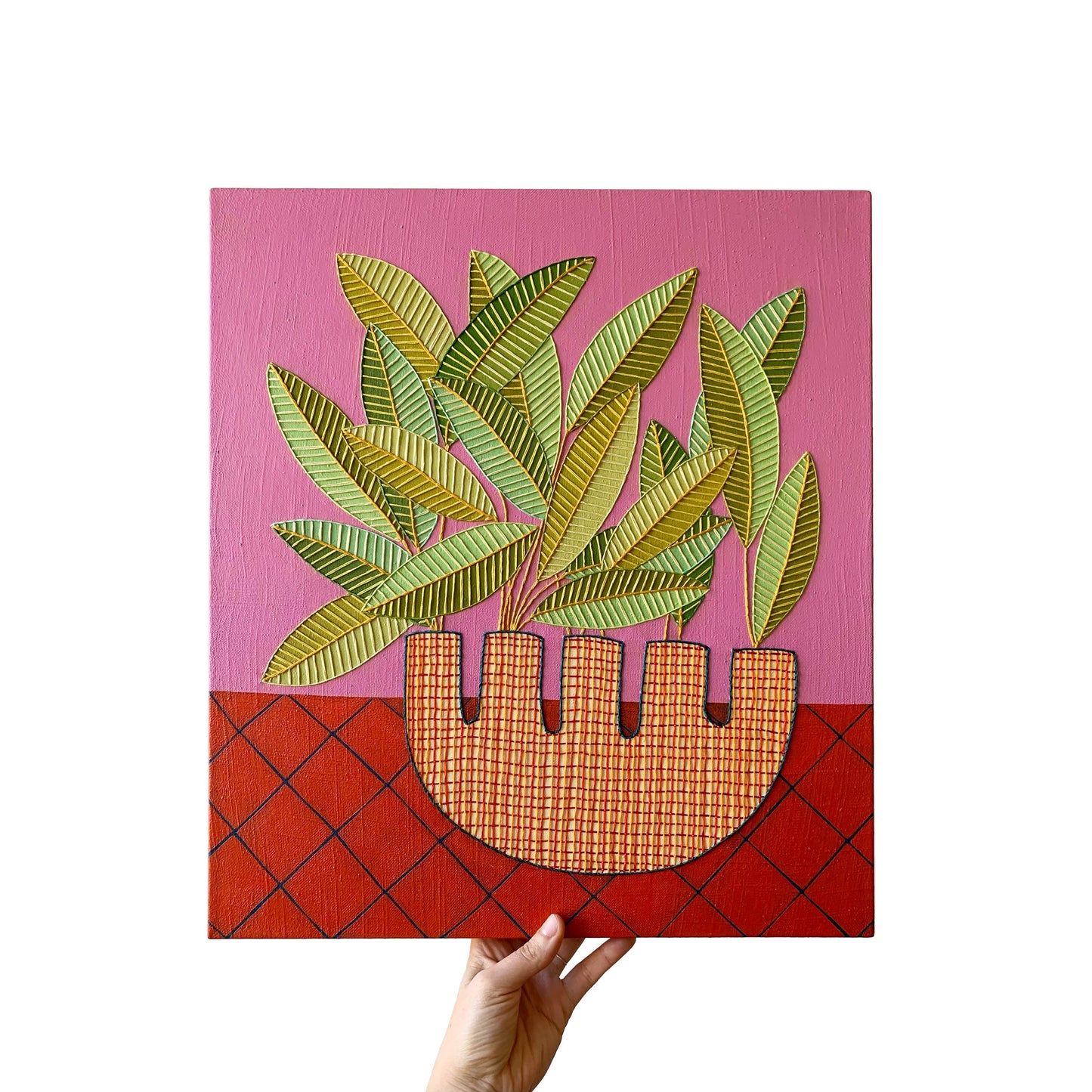 Mixed Media: Paint and Thread Sampler