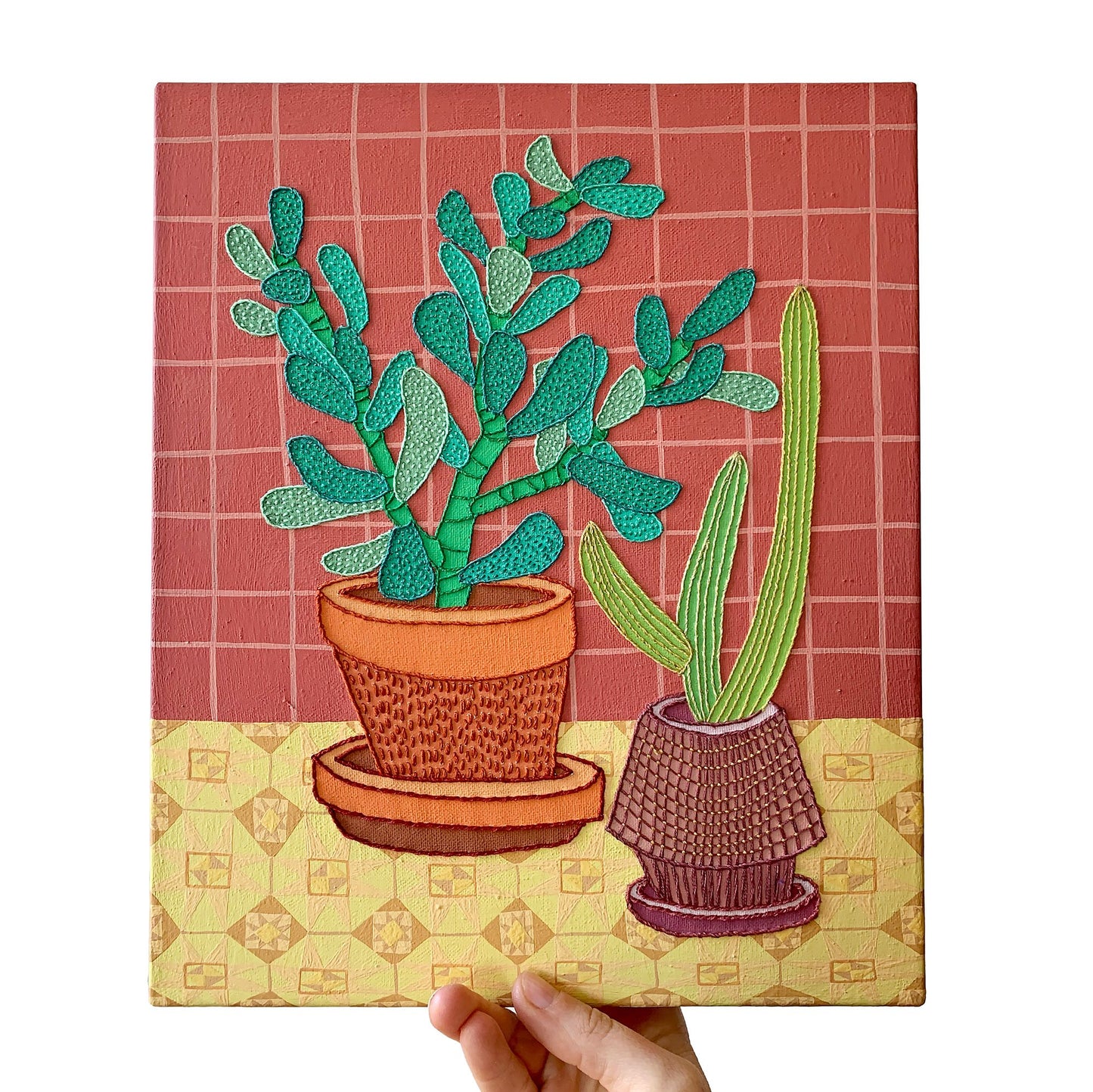Mixed Media: Paint and Thread Sampler