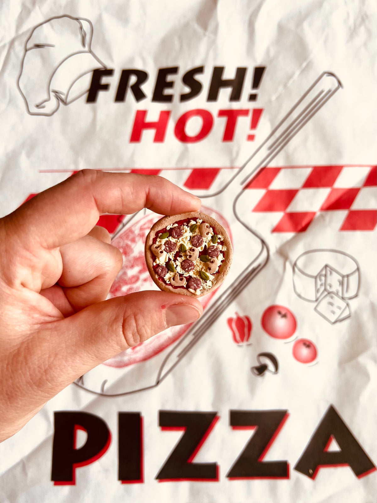 Miniature Polymer Clay Pizza X Black Lab Brewing